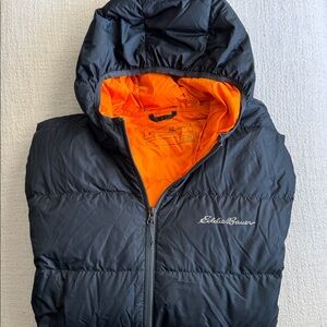Eddie Bauer Black Vest with Bright Orange Interior